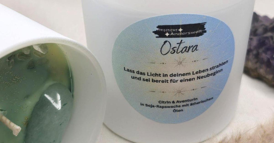 Ostara Kristallkerze mit Aventurin und Citrin