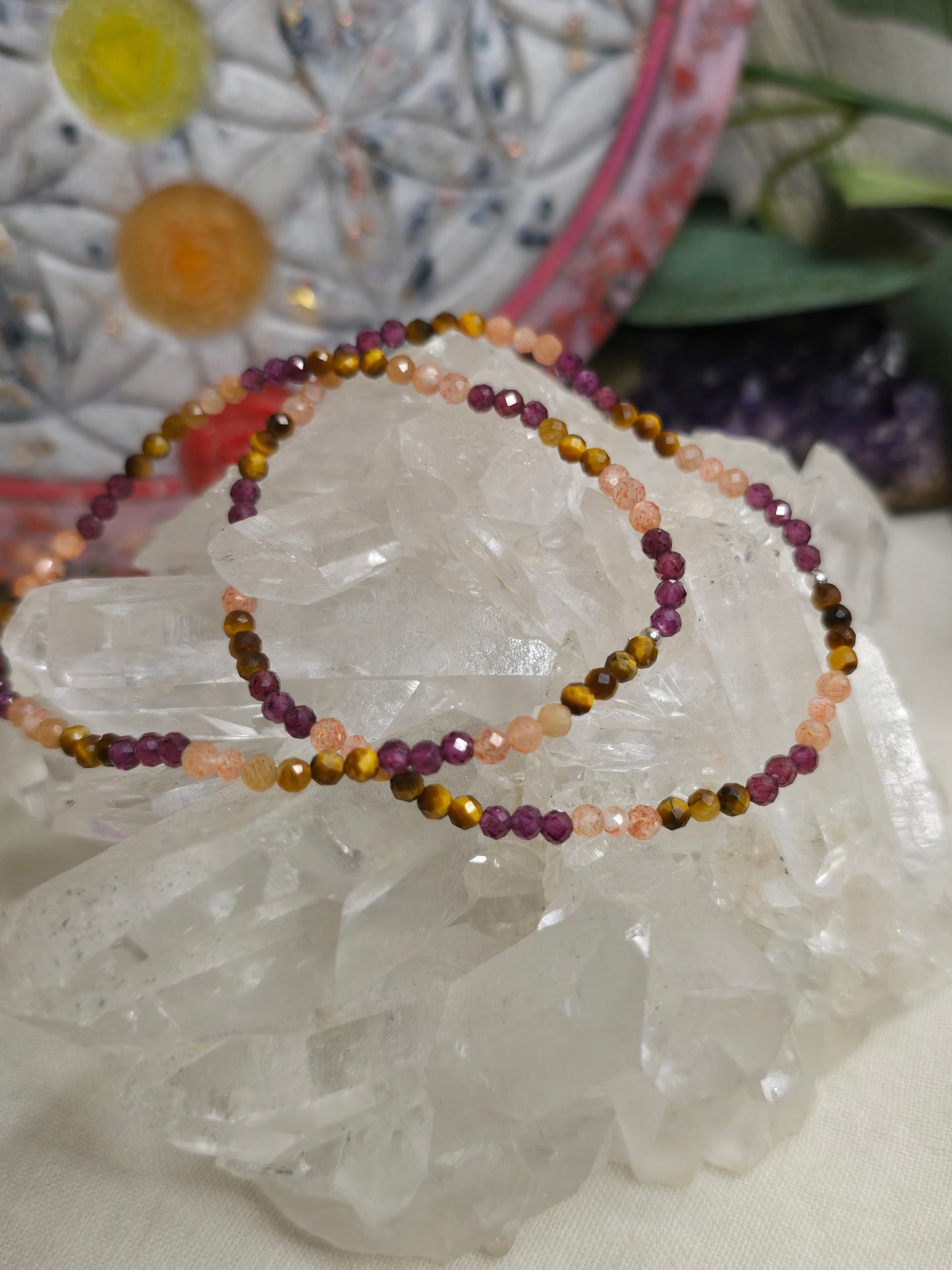 Armband Mut & Stärke – Tigerauge, Granat & Sonnenstein mit 925 Silber