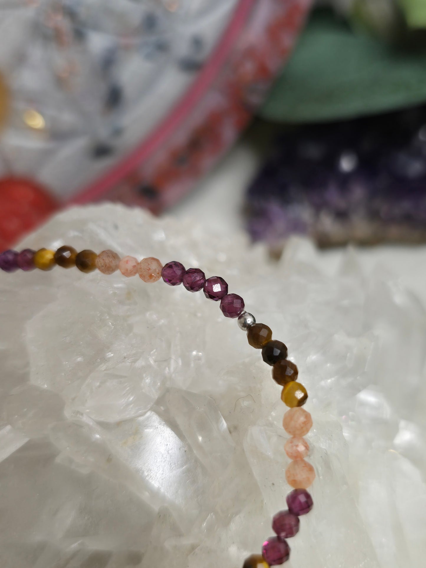 Armband Mut & Stärke – Tigerauge, Granat & Sonnenstein mit 925 Silber