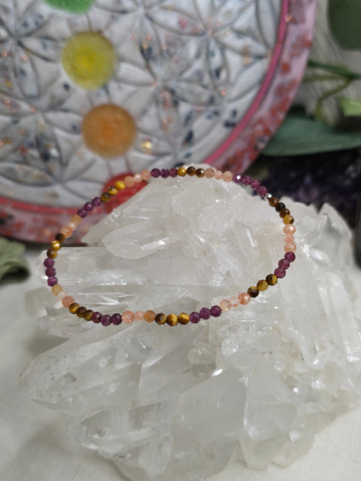 Armband Mut & Stärke – Tigerauge, Granat & Sonnenstein mit 925 Silber