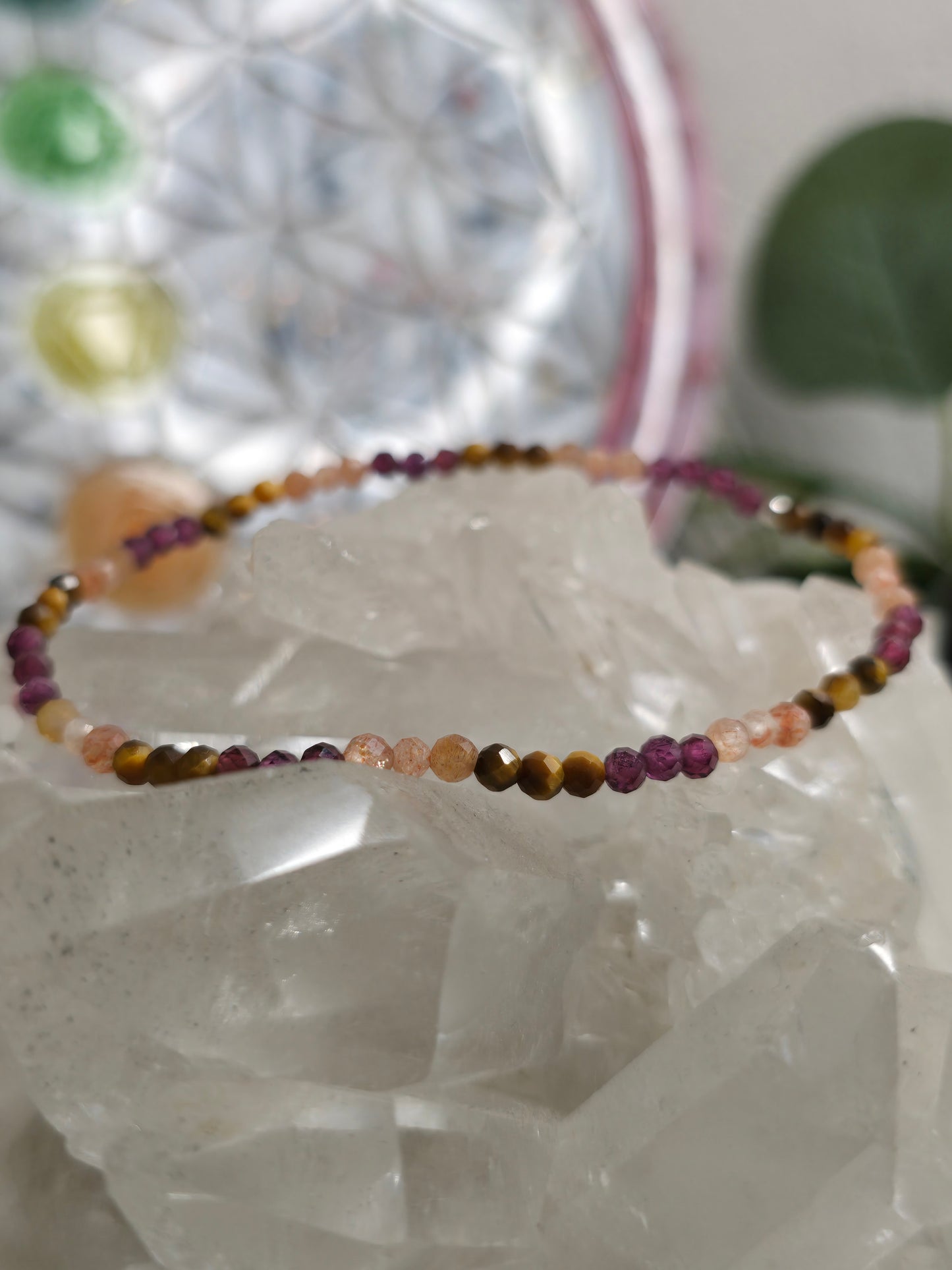 Armband Mut & Stärke – Tigerauge, Granat & Sonnenstein mit 925 Silber