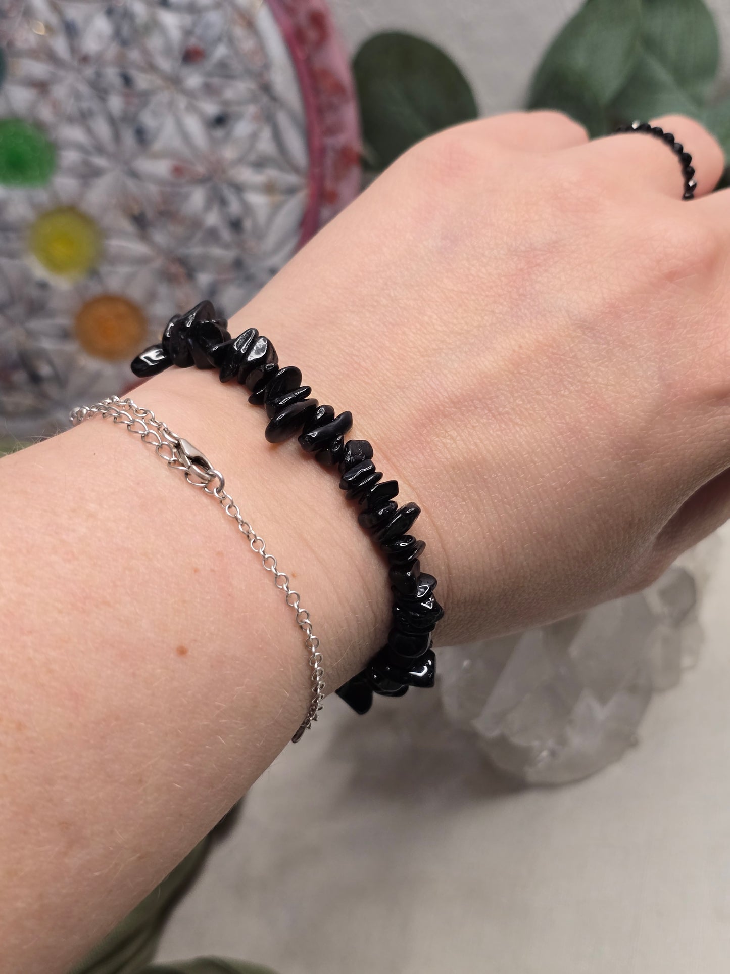 Armband Schwarzer Turmalin – Splitterarmband, handgefertigt