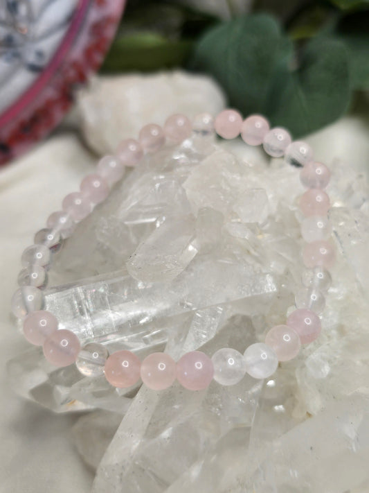 Armband Rosenquarz – 6 mm Kugeln, handgefertigt & maßgefertigt (XS–XL)