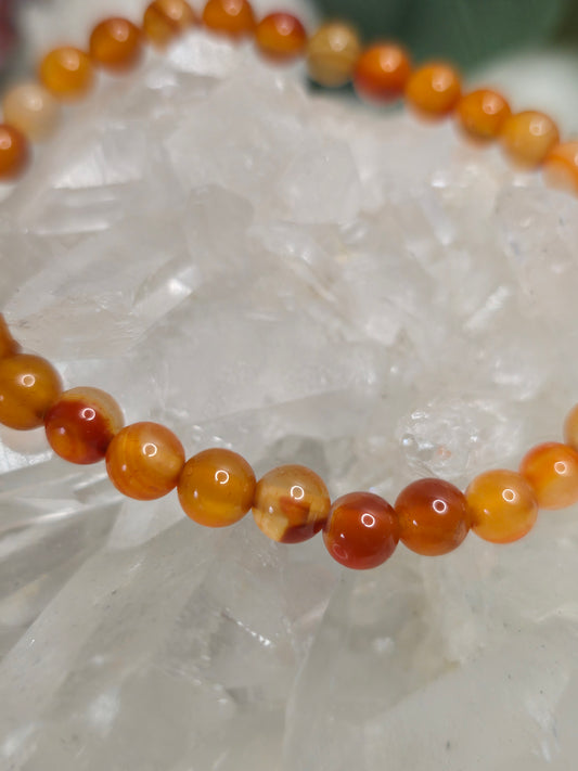 Armband Karneol – 6 mm Kugeln, handgefertigt & maßgefertigt (XS–XL)