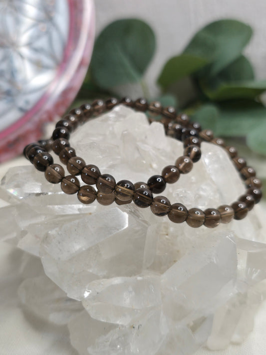 Armband Rauchquarz – 6 mm Kugeln, handgefertigt & maßgefertigt (XS–XL)