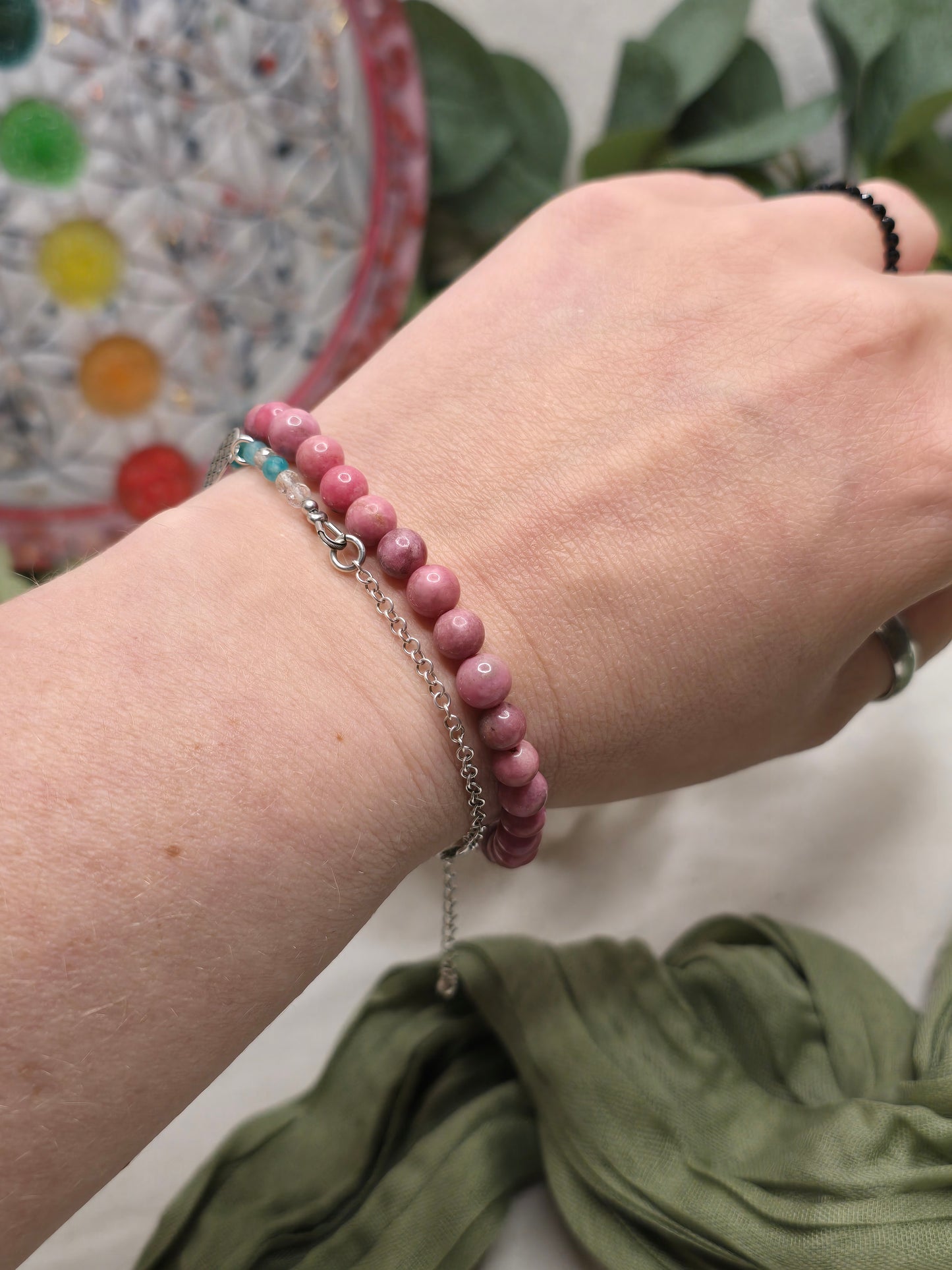 Armband Rhodonit – 6 mm Kugeln, handgefertigt & maßgefertigt (XS–XL)