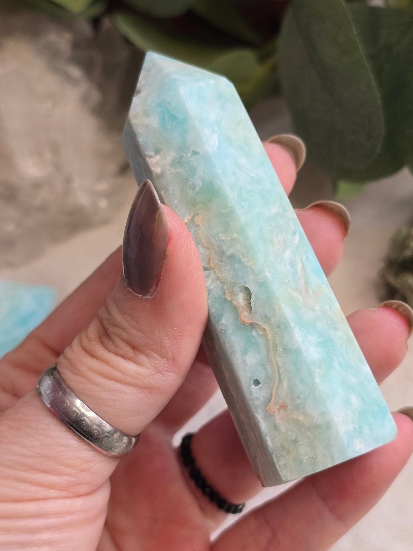 Blauer Aragonit Turm – ca. 8–9 cm, intuitiv ausgewählt