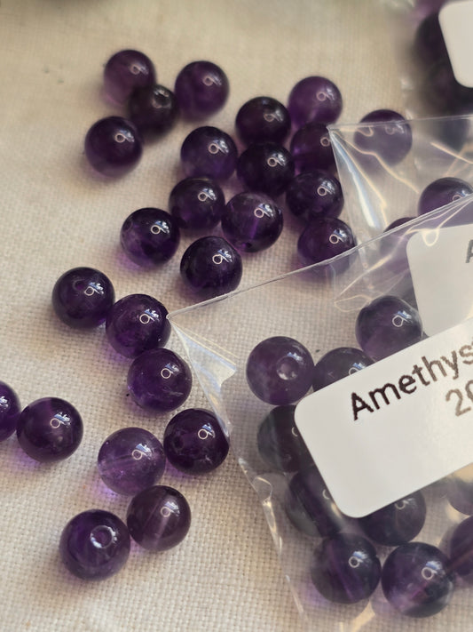 Amethyst Perlen 6 mm – A-Qualität | 20 Stück für Schmuck & DIY