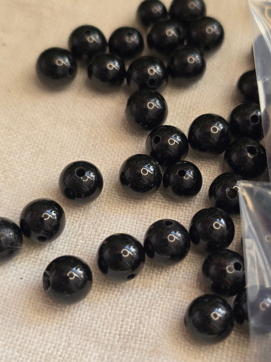 Schwarzer Turmalin Perlen 6 mm – A-Qualität | 20 Stück für Schmuck & DIY