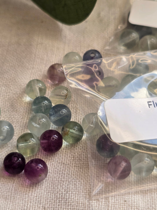 Regenbogenfluorit Perlen 6 mm – A-Qualität | 20 Stück für Schmuck & DIY
