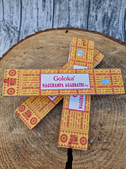 Goloka Räucherstäbchen Nag Champa – 10 g, traditioneller Duft für Ruhe & Spiritualität
