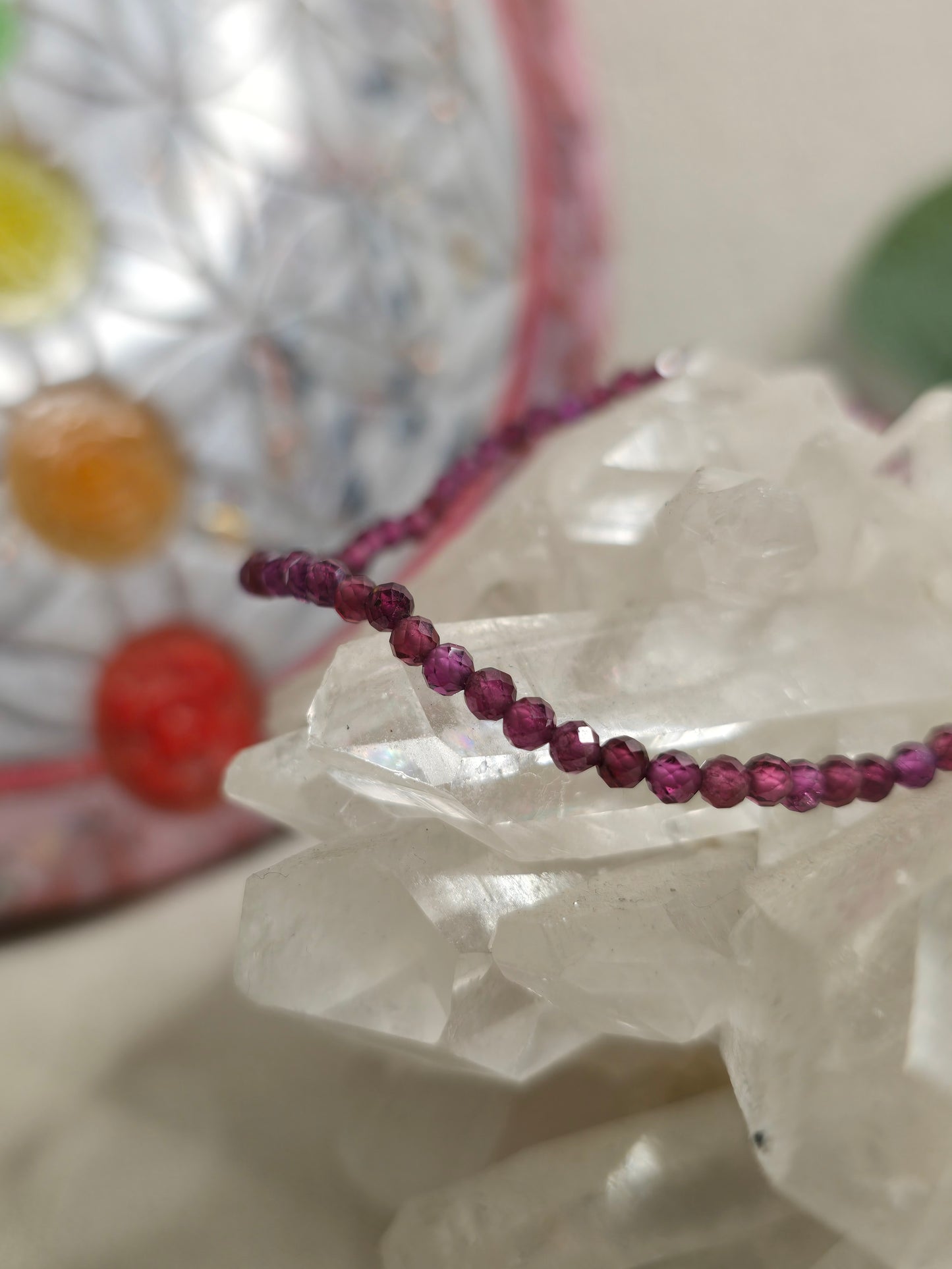 Armband Granat – facettierte 3 mm Perle mit 925 Silber