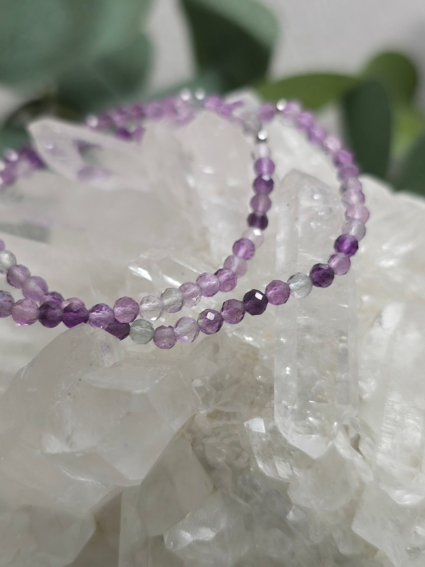 Armband Lila Fluorit – facettierte 3 mm Perlen mit 925er Silber