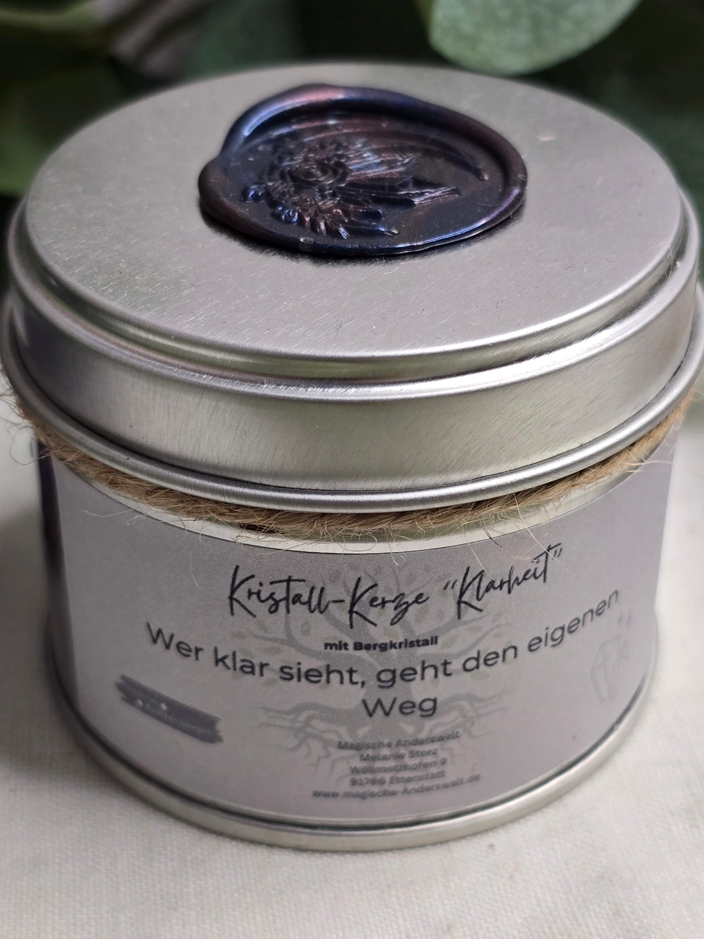 Behälterkerze „Klarheit“ mit Bergkristallen