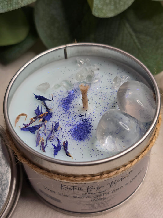 Behälterkerze „Klarheit“ mit Bergkristallen