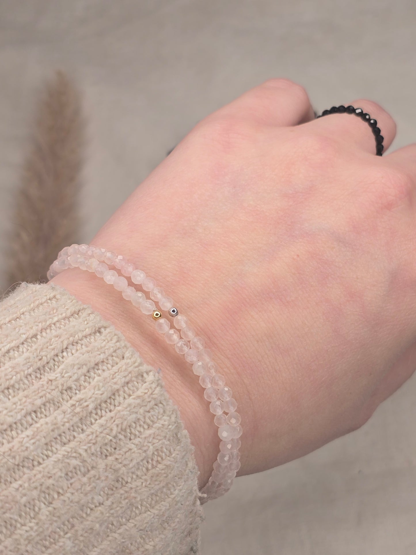 Rosenquarz-Perlenarmband facettiert