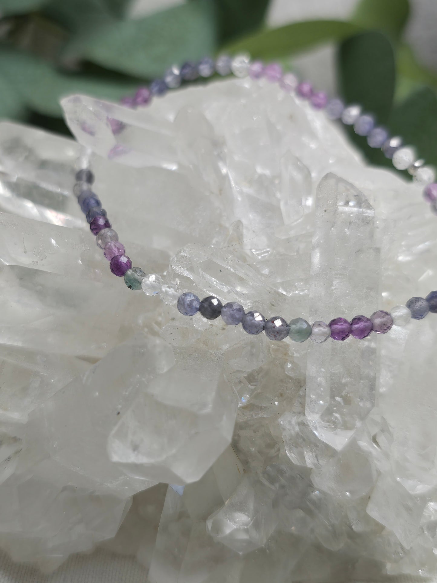Klarheitsarmband – Fluorit, Iolith & Bergkristall mit 925er Silber