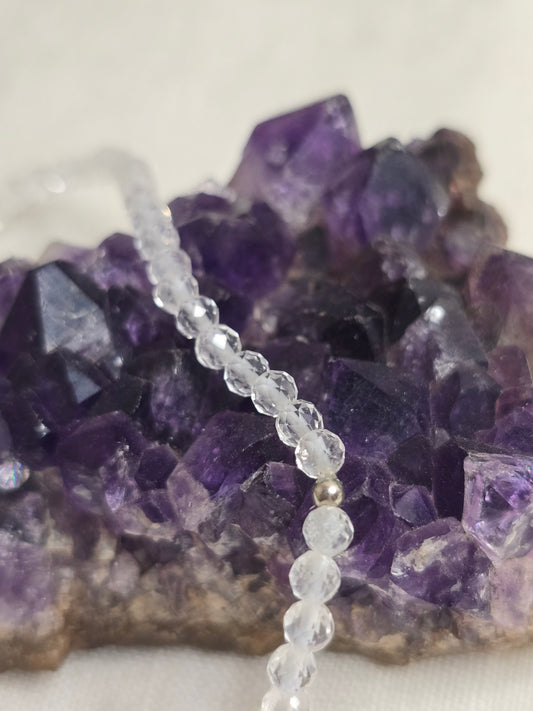 Armband Bergkristall – 3 mm facettiert, handgefertigt & maßgefertigt (XS–XL)