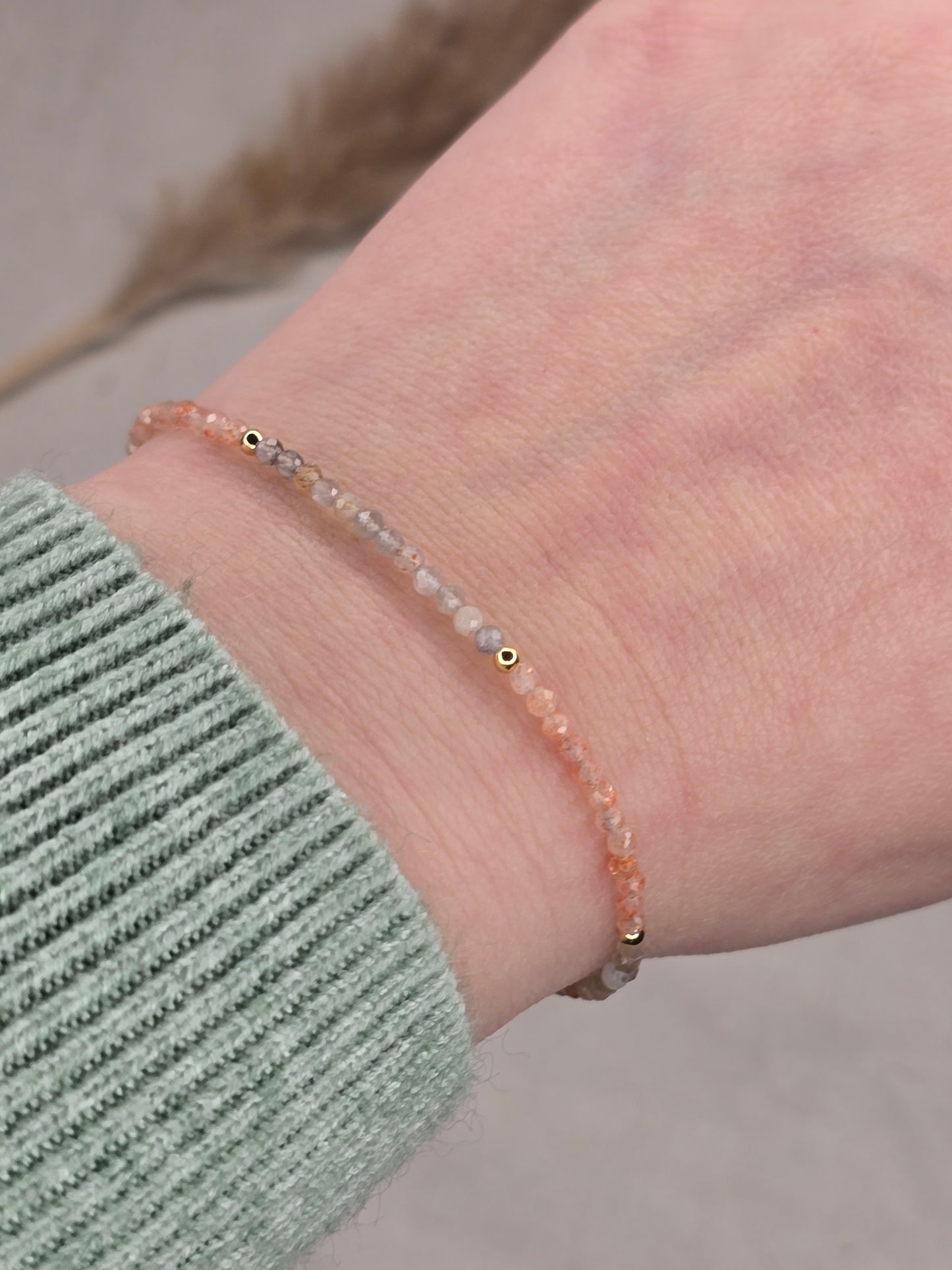Sonnen- und Mondstein Armband (925er Silber vergoldet)