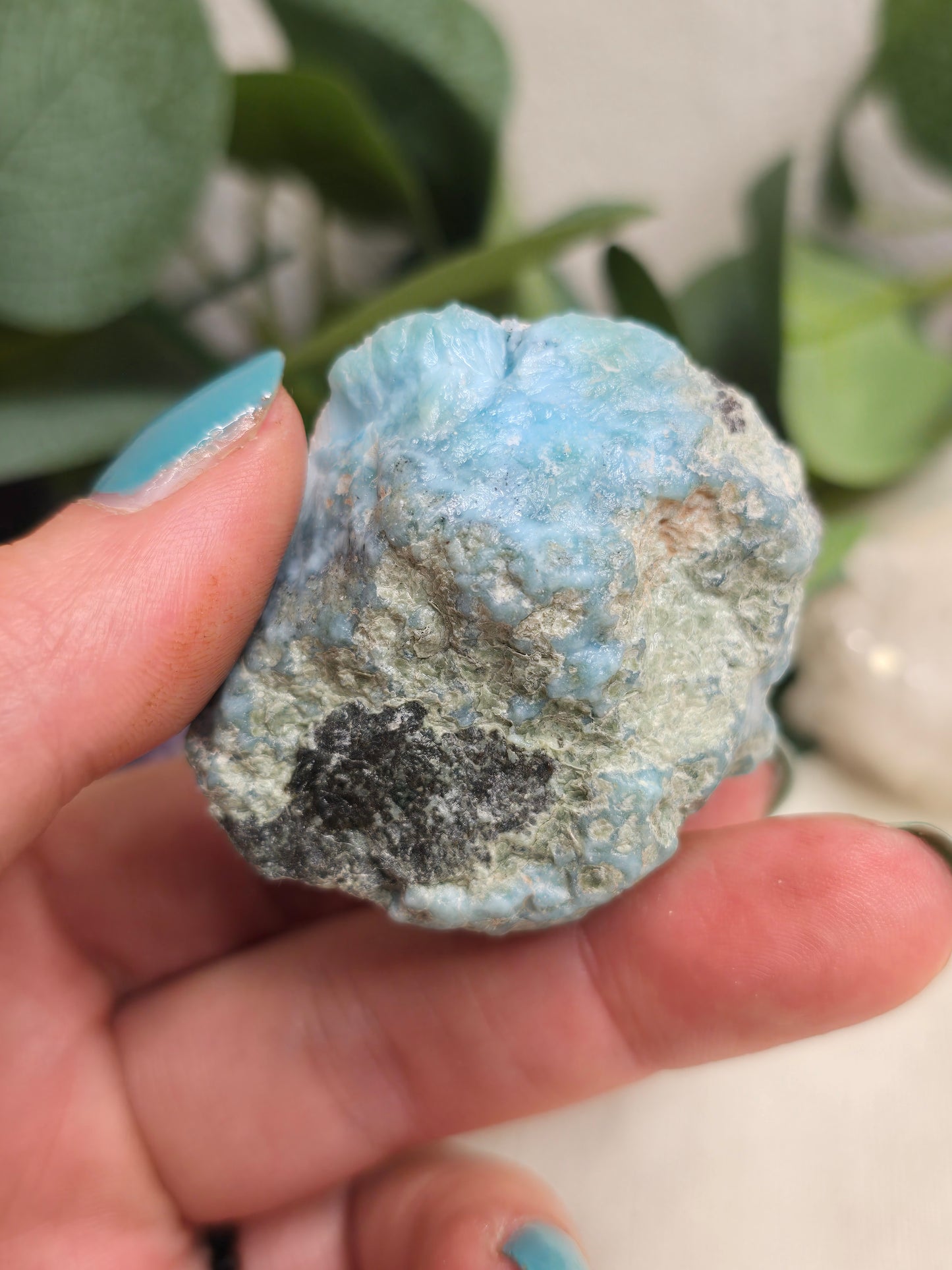 Larimar Anschliff – Unikat mit intensiver Struktur