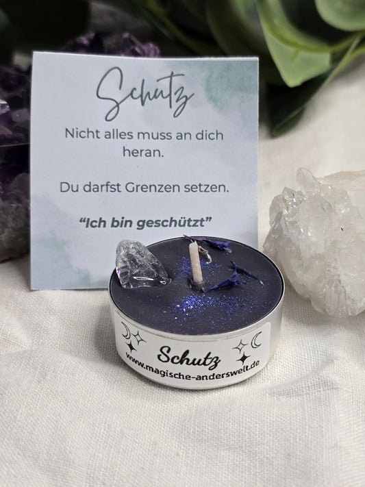 Ritual-Teelicht „Schutz“ mit Bergkristall