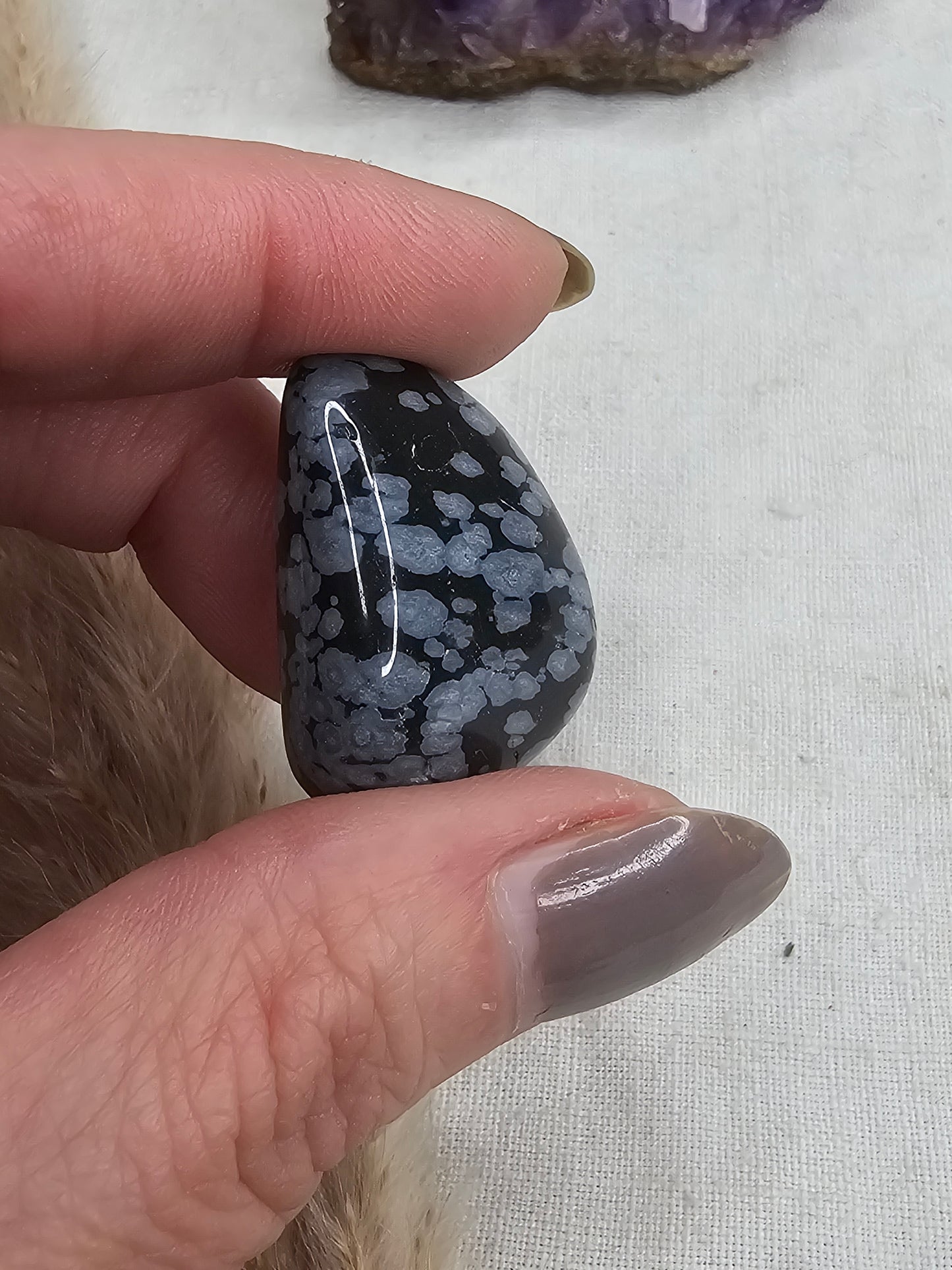 Schneeflockenobsidian Trommelstein L