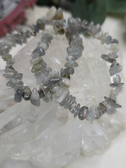 Labradorit Splitterarmband – ca. 17 cm auf Elastikband