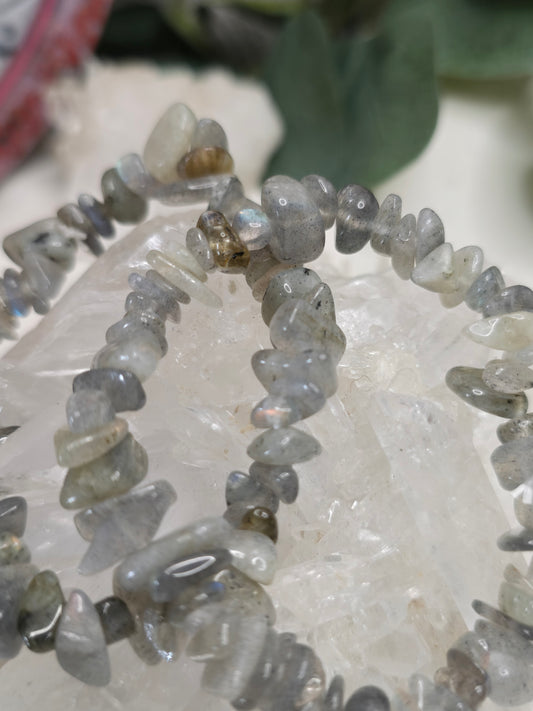 Labradorit Splitterarmband – ca. 17 cm auf Elastikband