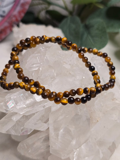 Armband Tigerauge – 4 mm Kugeln, handgefertigt & maßgefertigt (XS–XL)