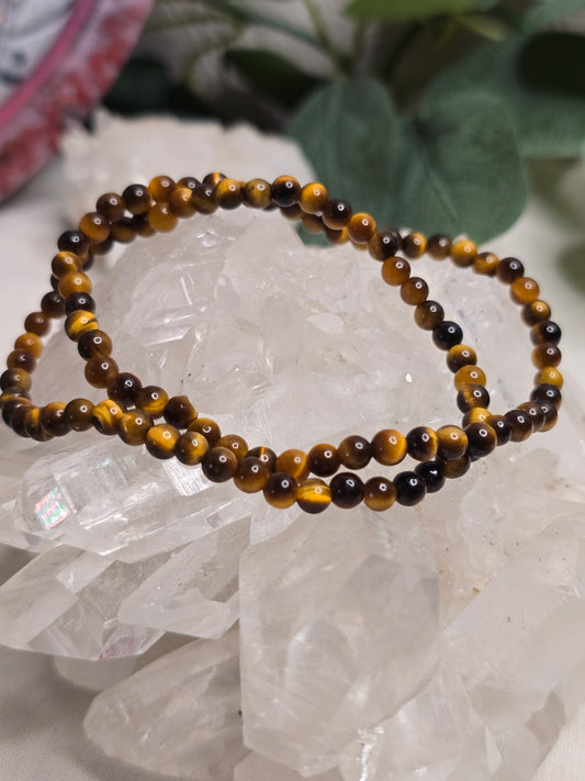 Armband Tigerauge – 4 mm Kugeln, handgefertigt & maßgefertigt (XS–XL)