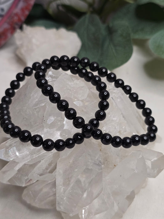 Armband Schwarzer Turmalin – 6 mm Kugeln, handgefertigt & maßgefertigt (XS–XL)