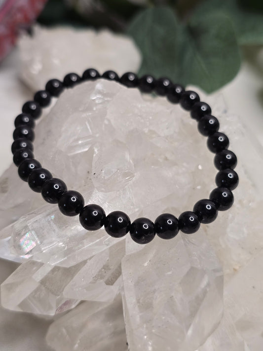 Armband Schwarzer Turmalin – 6 mm Kugeln, handgefertigt & maßgefertigt (XS–XL)