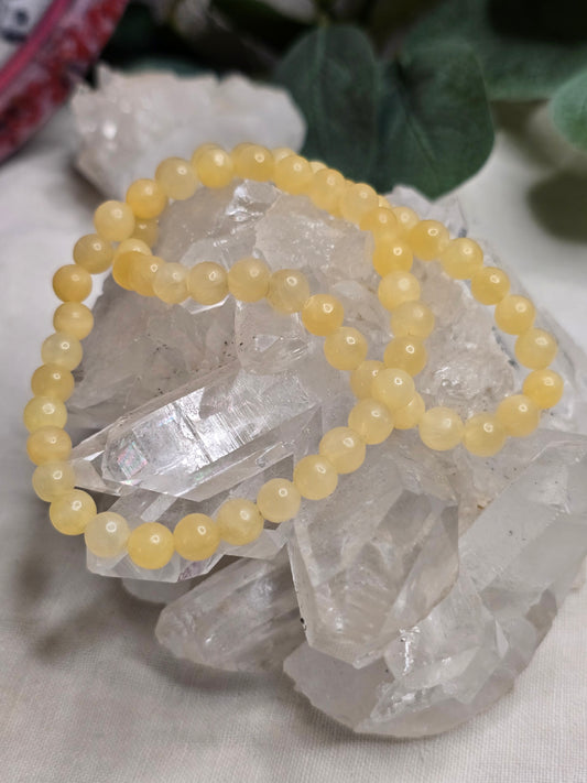 Armband Orangencalcit – 6 mm Kugeln, handgefertigt & maßgefertigt (XS–XL)