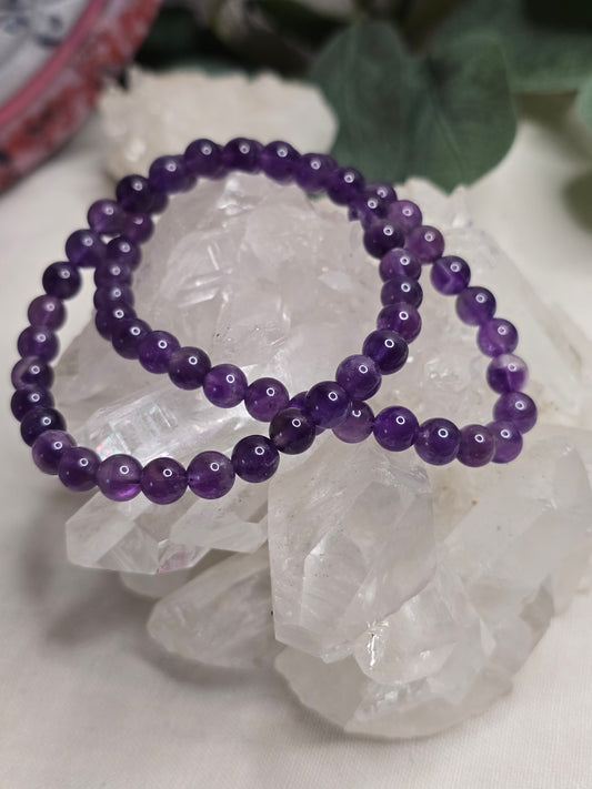 Armband Amethyst – 6 mm Kugeln, handgefertigt & maßgefertigt (XS–XL)