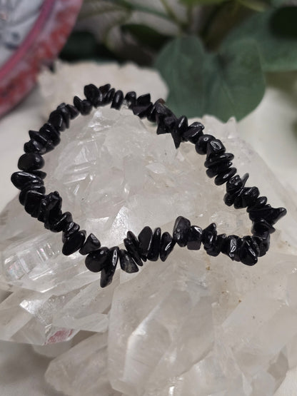 Armband Schwarzer Turmalin – Splitterarmband, handgefertigt