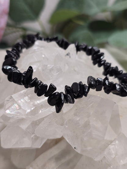 Armband Schwarzer Turmalin – Splitterarmband, handgefertigt