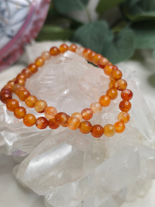 Armband Karneol – 6 mm Kugeln, handgefertigt & maßgefertigt (XS–XL)