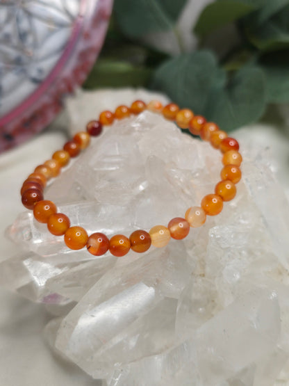 Armband Karneol – 6 mm Kugeln, handgefertigt & maßgefertigt (XS–XL)