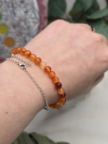 Armband Karneol – 6 mm Kugeln, handgefertigt & maßgefertigt (XS–XL)