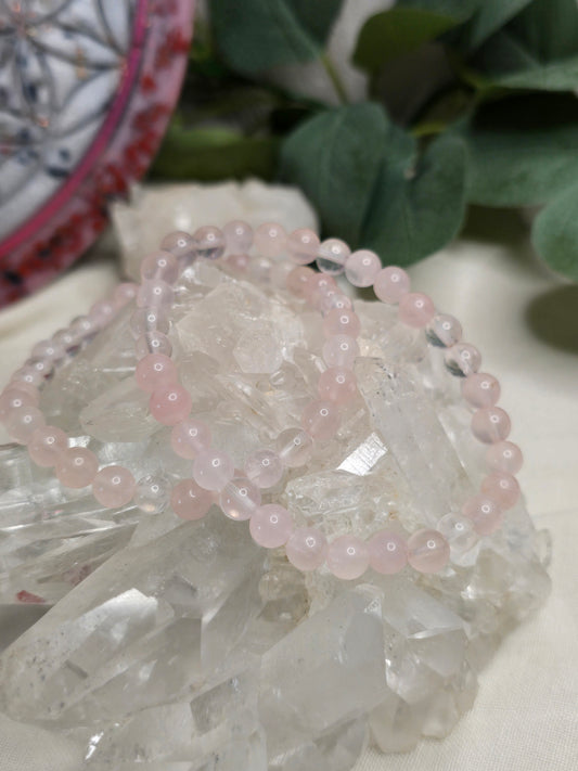 Armband Rosenquarz – 6 mm Kugeln, handgefertigt & maßgefertigt (XS–XL)
