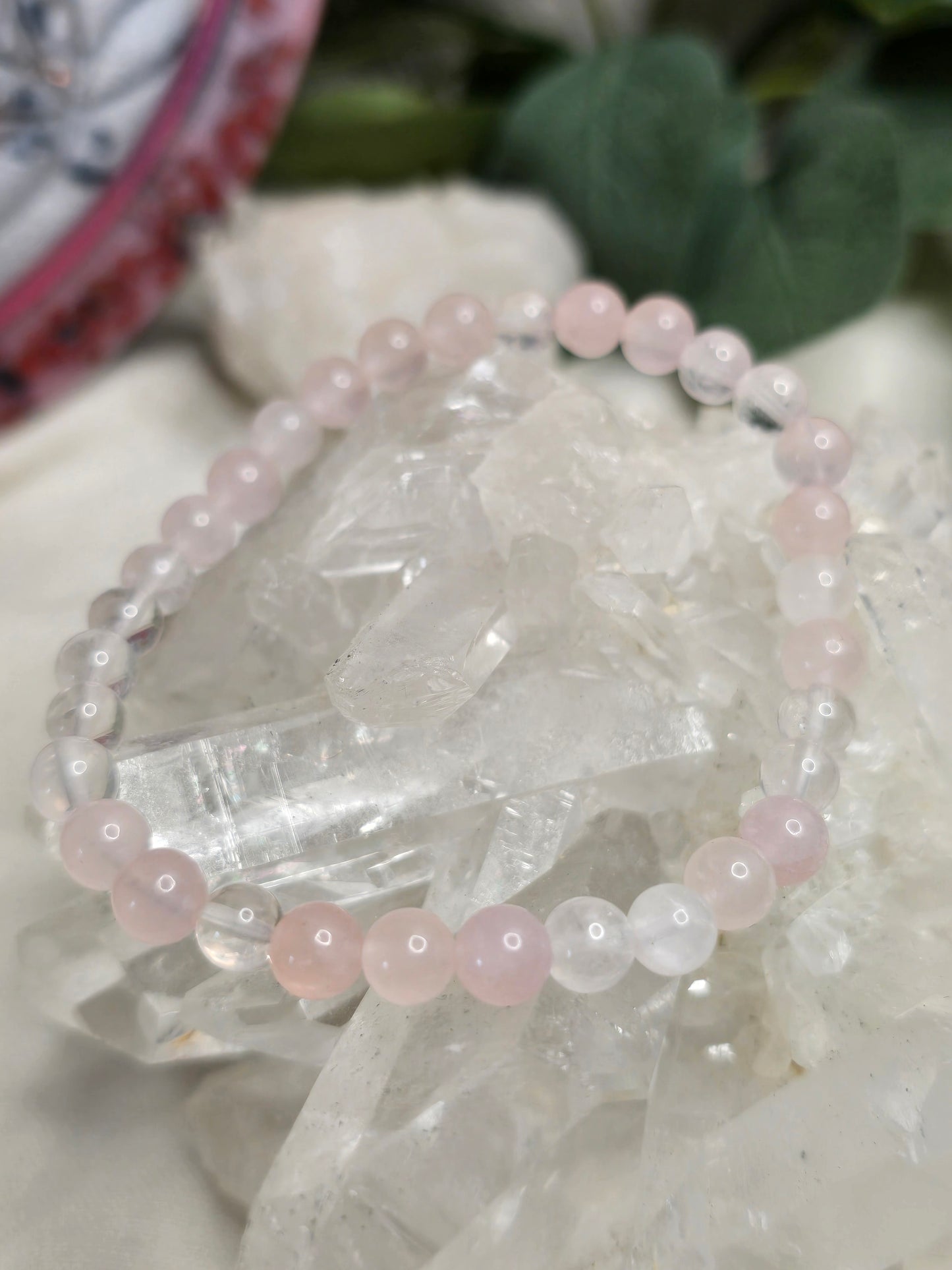 Armband Rosenquarz – 6 mm Kugeln, handgefertigt & maßgefertigt (XS–XL)