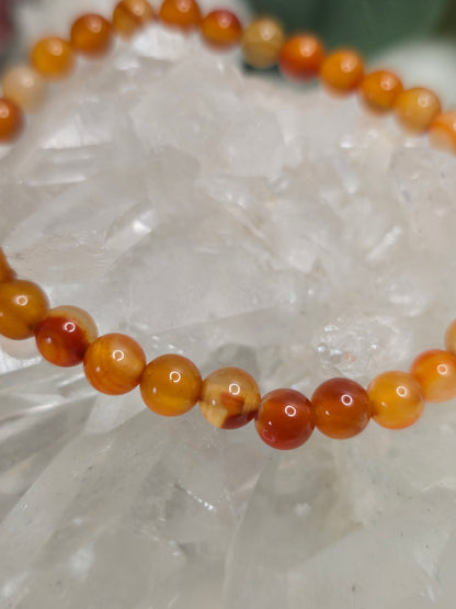 Armband Karneol – 6 mm Kugeln, handgefertigt & maßgefertigt (XS–XL)