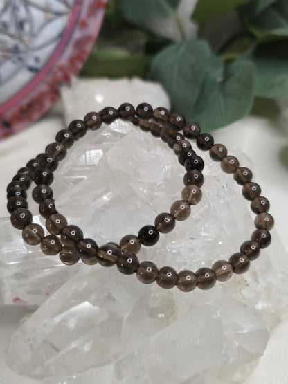 Armband Rauchquarz – 6 mm Kugeln, handgefertigt & maßgefertigt (XS–XL)
