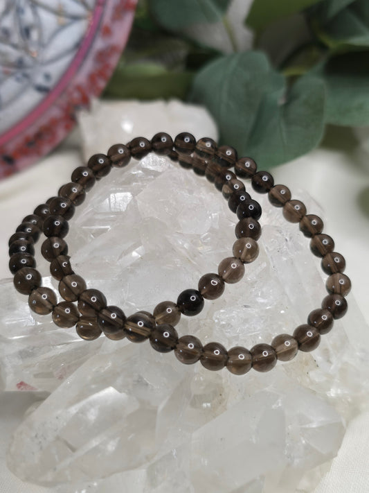 Armband Rauchquarz – 6 mm Kugeln, handgefertigt & maßgefertigt (XS–XL)