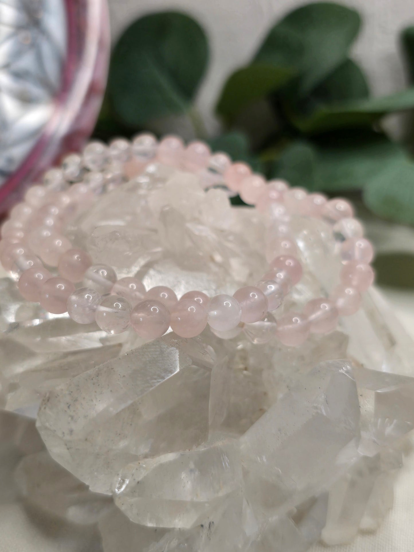 Armband Rosenquarz – 6 mm Kugeln, handgefertigt & maßgefertigt (XS–XL)