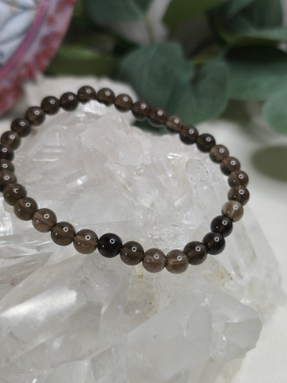 Armband Rauchquarz – 6 mm Kugeln, handgefertigt & maßgefertigt (XS–XL)