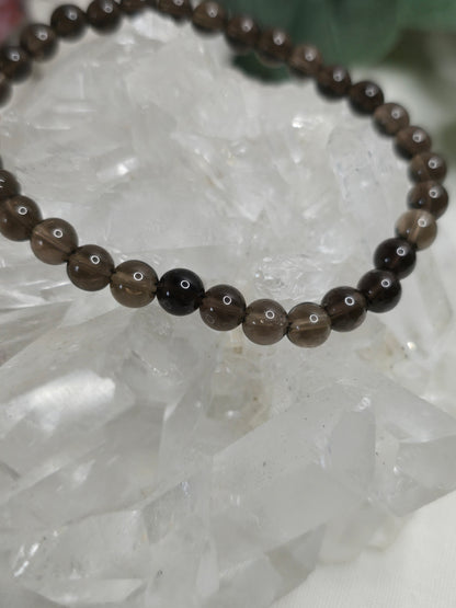 Armband Rauchquarz – 6 mm Kugeln, handgefertigt & maßgefertigt (XS–XL)