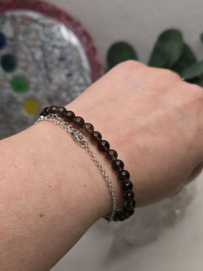 Armband Rauchquarz – 6 mm Kugeln, handgefertigt & maßgefertigt (XS–XL)