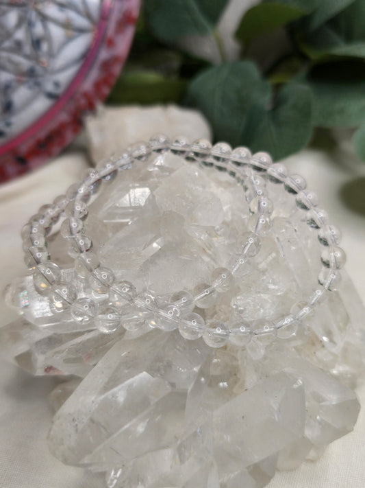 Armband Bergkristall – 6 mm Kugeln, handgefertigt & maßgefertigt (XS–XL)