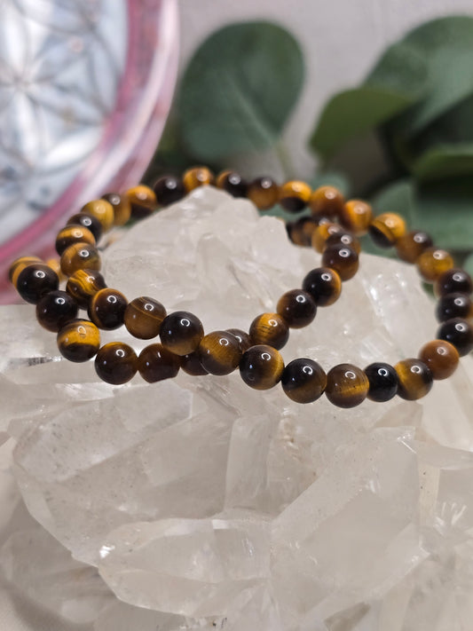 Armband Tigerauge – 6 mm Kugeln, handgefertigt & maßgefertigt (XS–XL)